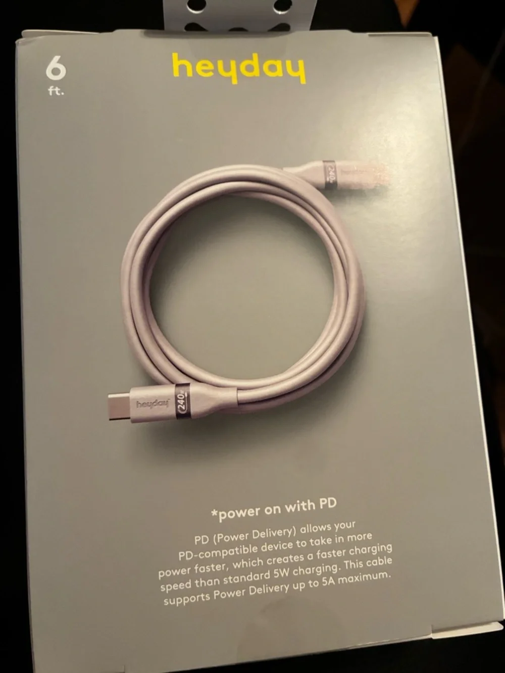 heyday USB-C to USB-C Charging Cable in Gray